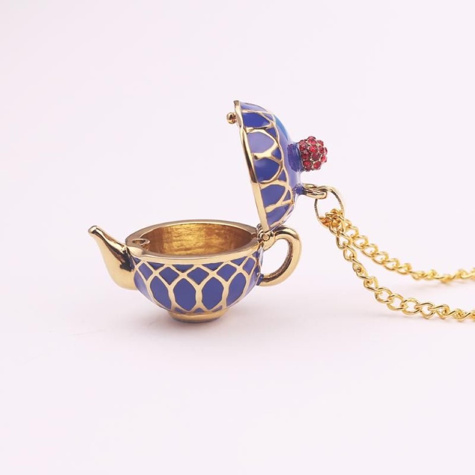 TEAPOT TEACUP NECKLACE Högkvalitativ EMAMEL SMYCKE TEACUP Pendant Long Chain Choker Halsband Bijoux Femme BiJuteria Women2886