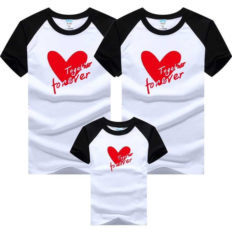 Family Matching Outfits Together Forever Letters Father Mother Family Matching Clothing Cotton Daughter Son T-shirts Tops Tees Couple