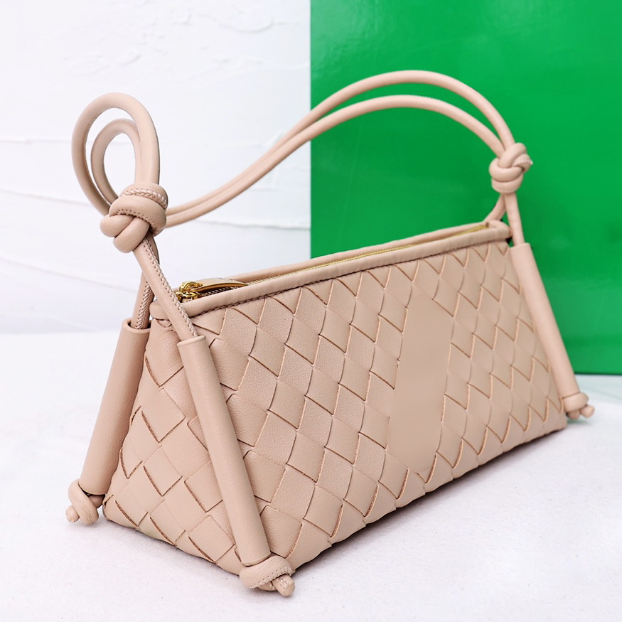 Nuevo bolso tejido para axila, bolso de lujo para mujer, bolso de hombro, bolso tejido triangular informal de cuero genuino, cartera, bolso para teléfono móvil