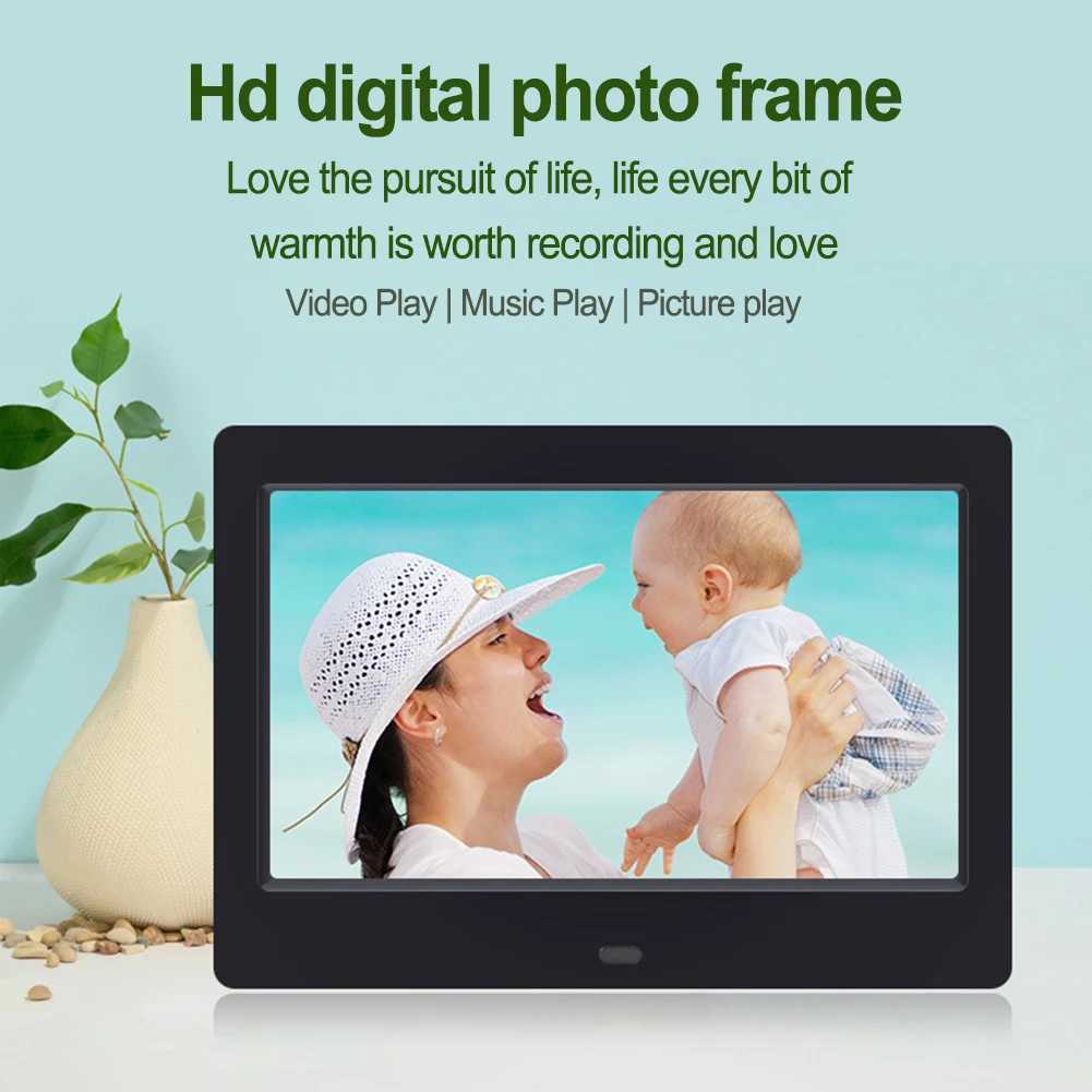 Digitala fotoramar HD Digital Photo Frame 1280x800 7 tum LED Smart Electronic Family Photo Video Album Musikklocka Kalender Spelare 24329