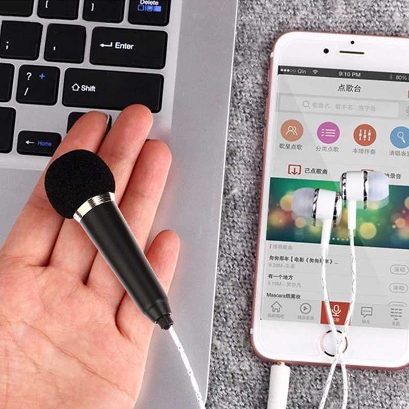 Microfones Mini Microphone 3.5mm Portable Karaoke Mic All-In-One Earphone Stereo Wired Headphone In-Ear Headset Singing Artifact 240408