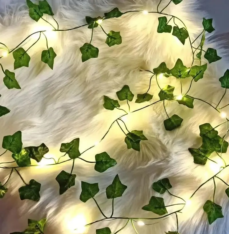 Luci solari da giardino Lampada fata foglia d'acero Lampada ghirlanda esterna impermeabile 5M/50 LED la decorazione della festa