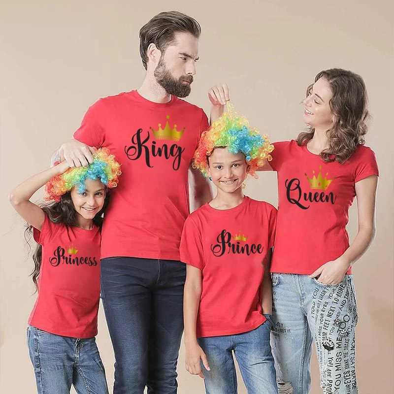 Roupas combinando para a família Novo Rei Rainha 1 peça Camiseta de algodão com visual familiar Mãe Pai Bebê Combinando Roupas combinando com a família Look Mamãe e Eu Camisa