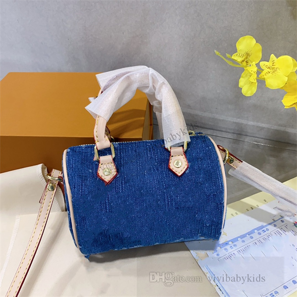 Borsa in denim stampato con lettera bambini di lusso Cowboy ragazze di moda Borse Boston circolari INS mini borsa messenger casual bambini S1109