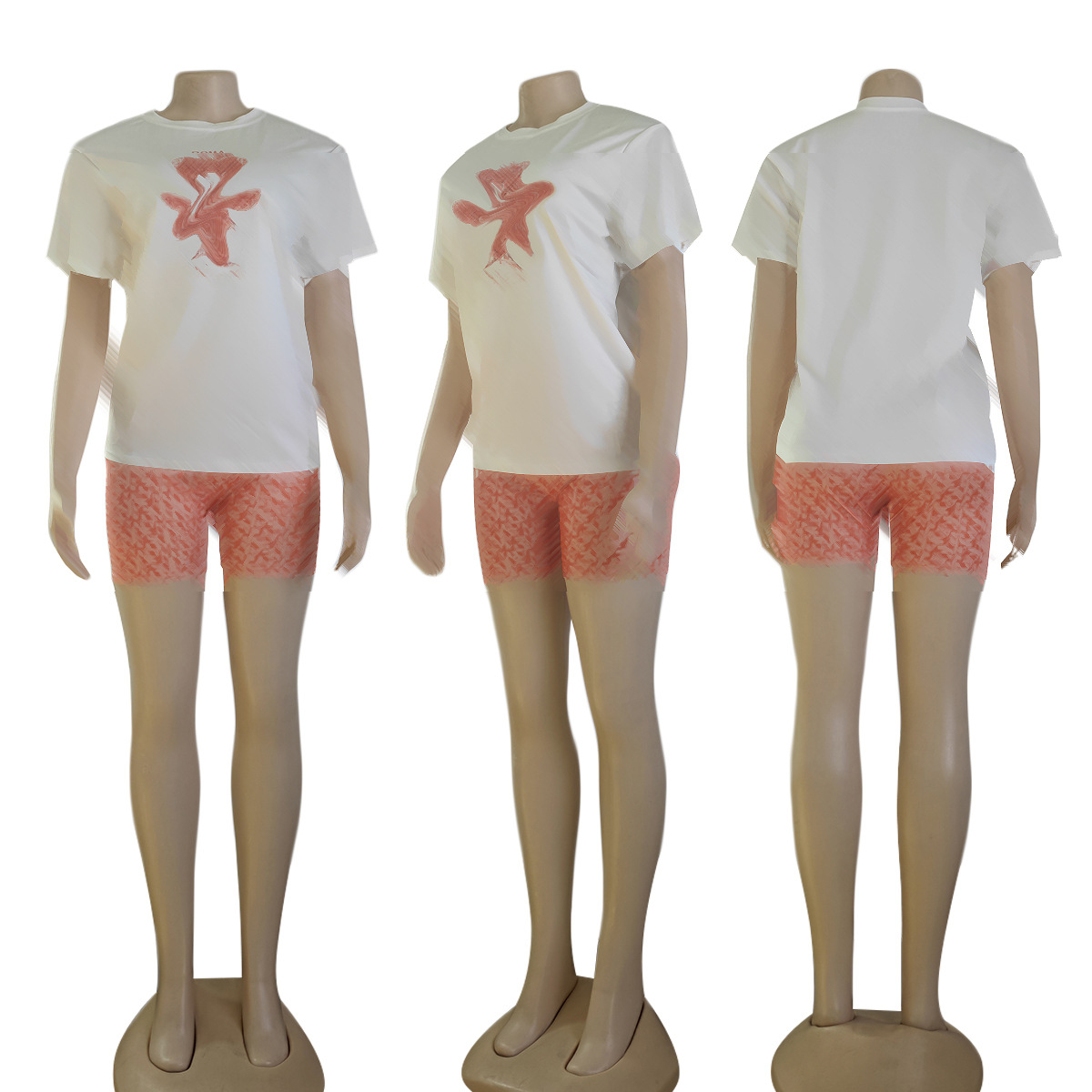 2024 mode imprimé deux pièces pantalon femmes décontracté col rond T-shirt et short ensemble tenues livraison gratuite