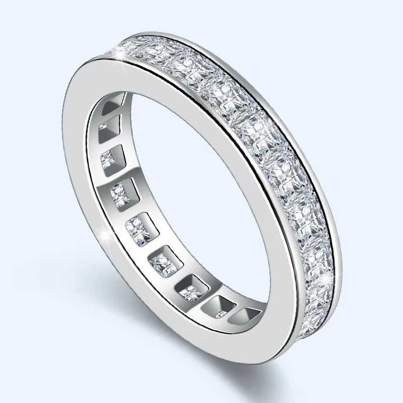 Anneaux de bande Bague en mosonite 100% naturelle en platine 18 carats adaptée aux femmes de haute qualité Anillos De Bizuteria 925 bijoux bague en or 18 carats avec boîte J240226