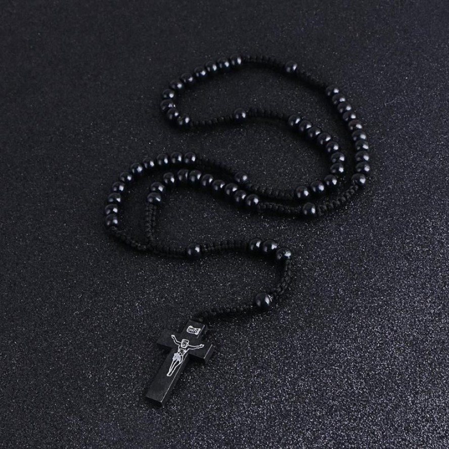 Komi Whole Catholic Orthodox 8mm Wooden Rosary Beads Brand Necklaces Religious Jesus Praying Necklaces Beads Jewelry1276W