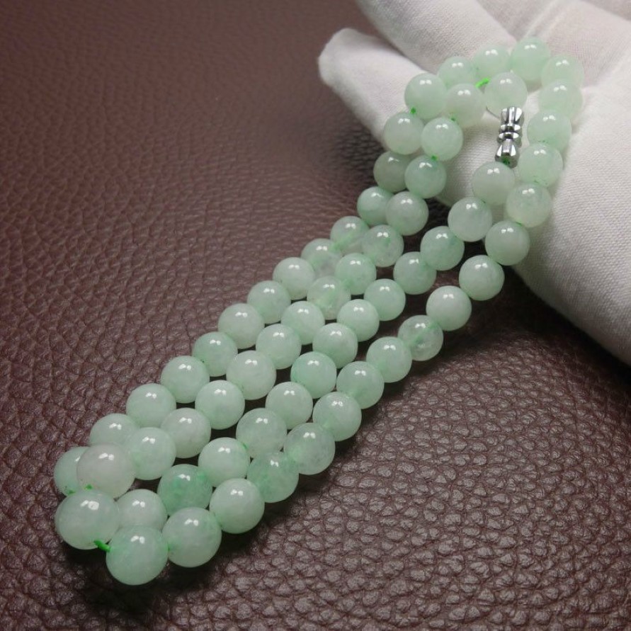 10mm Groen een Smaragd Kralen Ketting Jade Sieraden Jadeïet Amulet Mode 100% Natuurlijke Charme Cadeaus voor Vrouwen Mannen Q0531257h