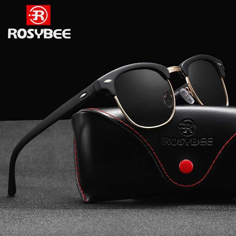 Solglasögon Rosybee UV400 Polariserade solglasögon för Mens Classic Cool Retro Solglasögon Beläggning för män som kör skugga Fashion Mens Oculos J240226