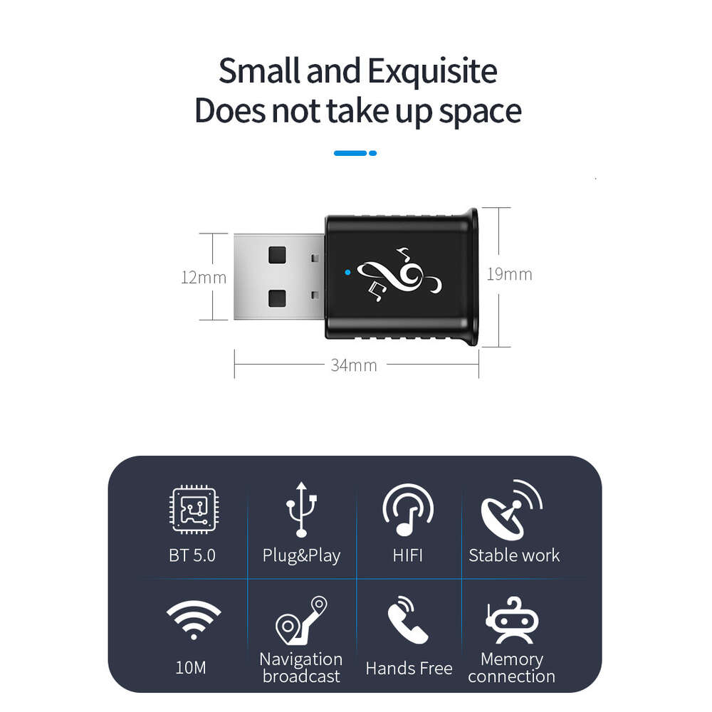 Mini adaptador para carro 3.5aux receptor de comunicação estéreo USB Bluetooth saída dupla