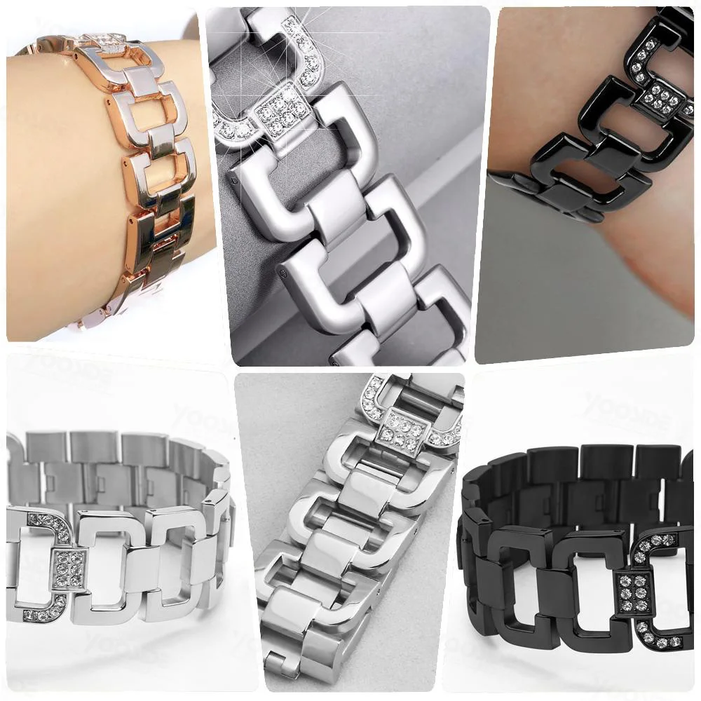 Kedja yooside 20mm snabb passning bling crystal strass rostfritt stål klockband band för Garmin fenix 5s/ 5s plus armband