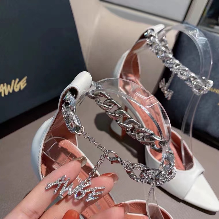 Amina Muaddi Tacones de diseñador Sandalias de mujer Clásico Diamante de tacón alto 100% cuero Zapatos de vestir de novia para mujer Fiestas Ocupación Color puro Zapatillas sexy de gran tamaño