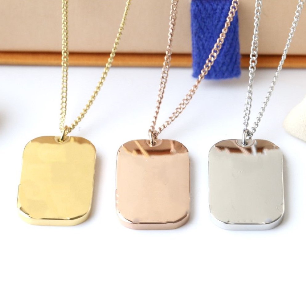 Stainless Steel Necklace Plating 18K Real Gold for Love Necklace Double Geometric Checkered Necklaces271a