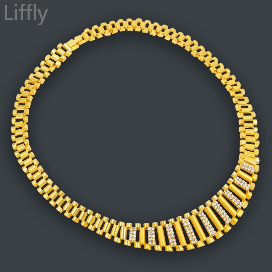 Liffly New Dubai Set di gioielli in oro le donne Gioielli indiani Matrimonio africano Regalo nuziale Collana Bracciale Orecchini set intero 2153a