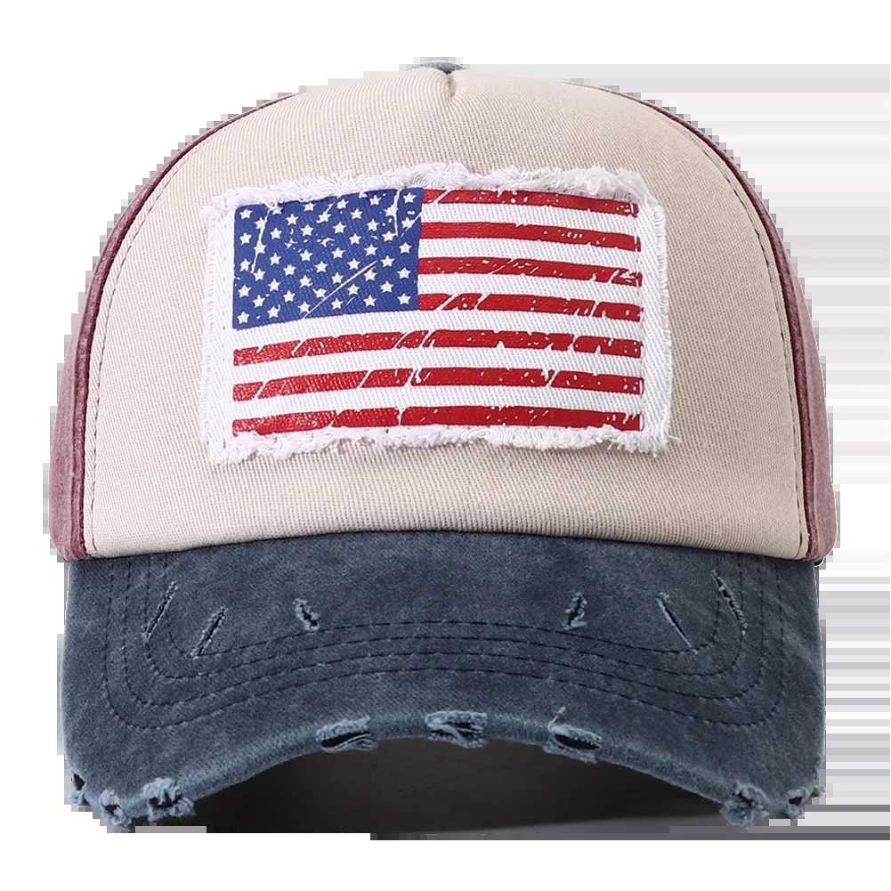 Casquettes de baseball 2023 Nouveau designer drapeau américain brodé chapeau de baseball os masculin rétro 5 panneau bouton chapeau J240226