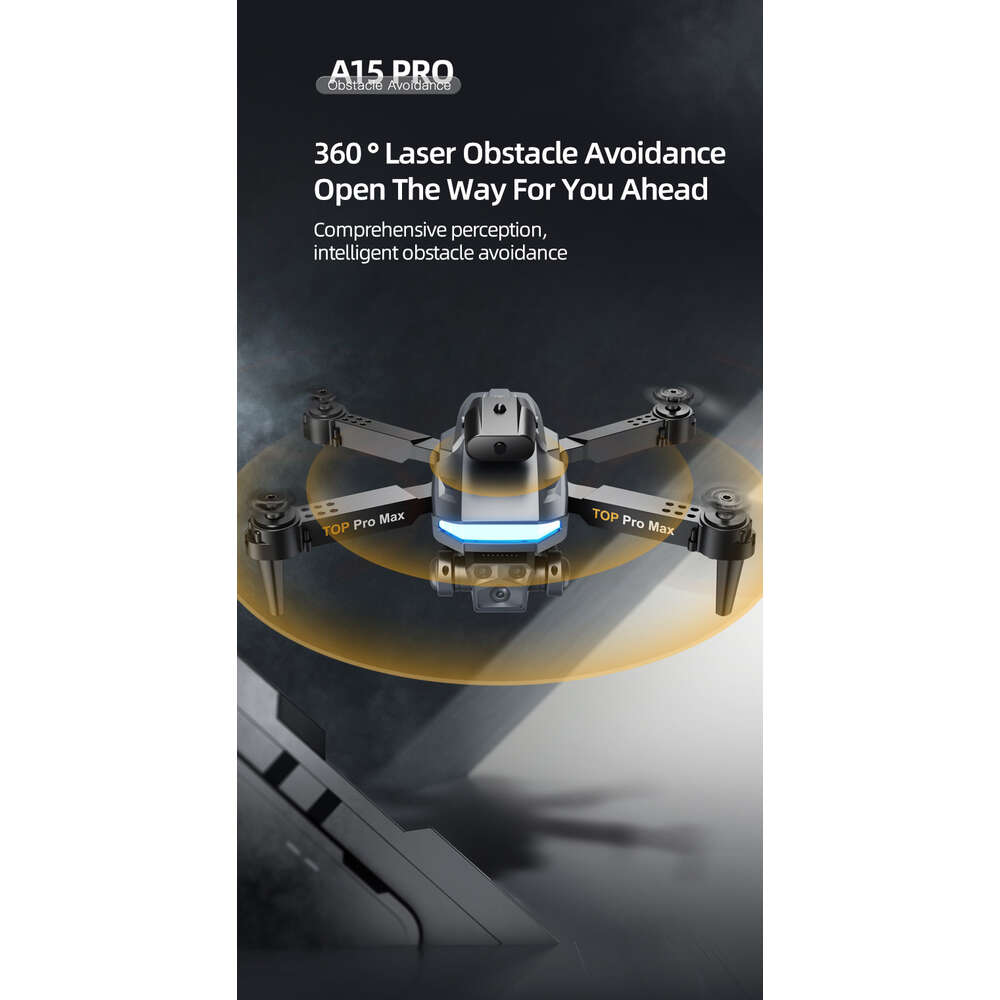 Nuovo prodotto A15 Drone aereo ad alta definizione Evitamento intelligente degli ostacoli e controllo remoto Flusso ottico pieghevole Aereo a quattro assi
