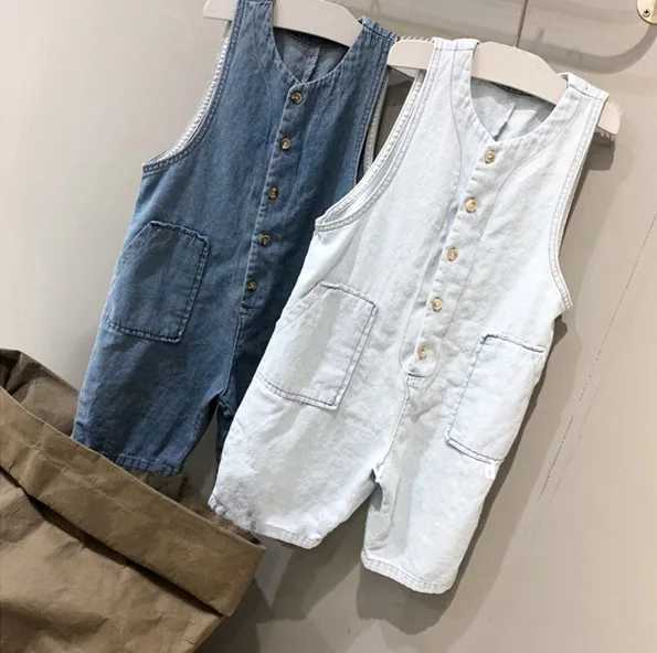 Tenues assorties pour la famille 2022 été nouveau Style familial coréen Style ample mince Cowboy loisirs combinaisons mère fille correspondant vêtements Denim salopette