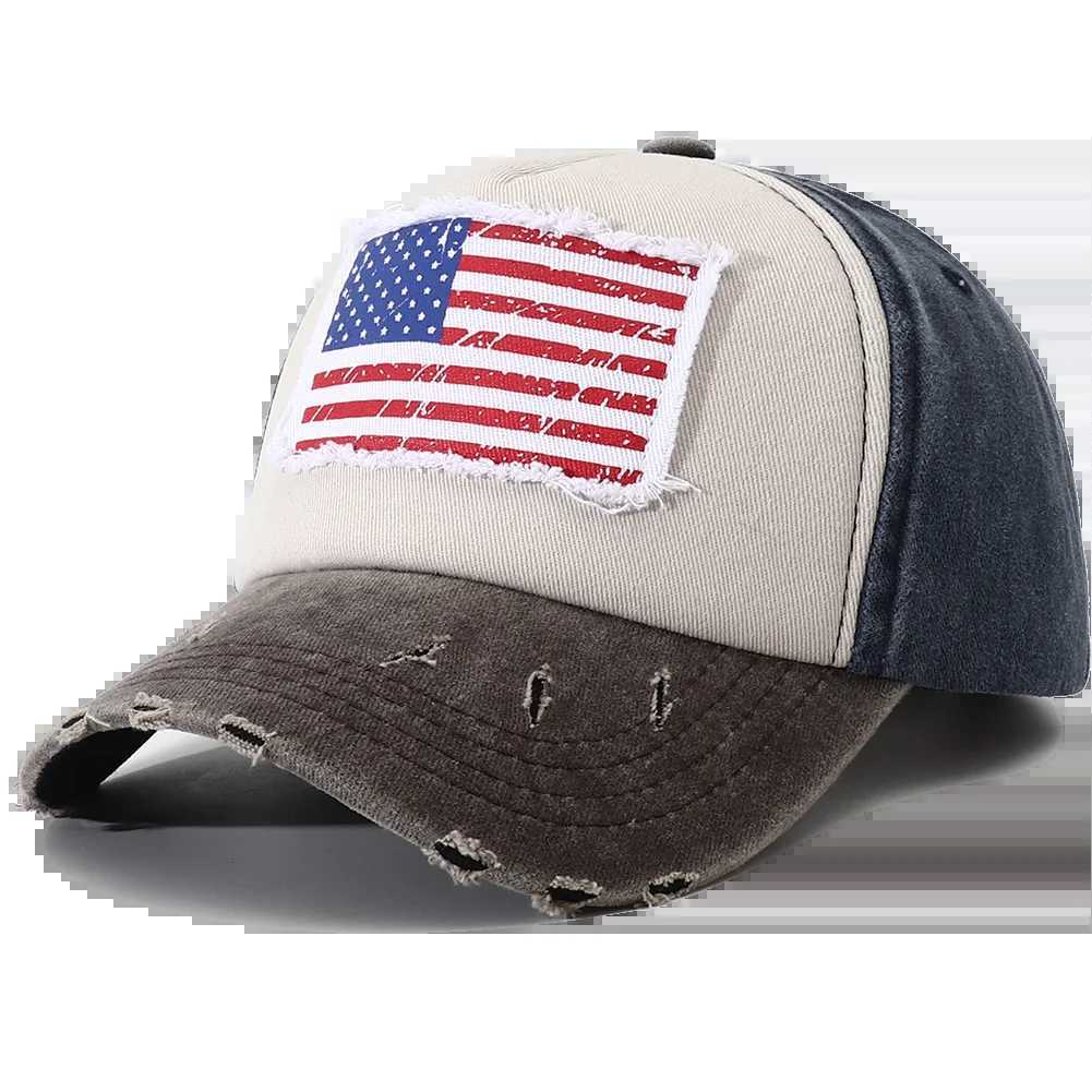 Casquettes de baseball 2023 Nouveau designer drapeau américain brodé chapeau de baseball os masculin rétro 5 panneau bouton chapeau J240226