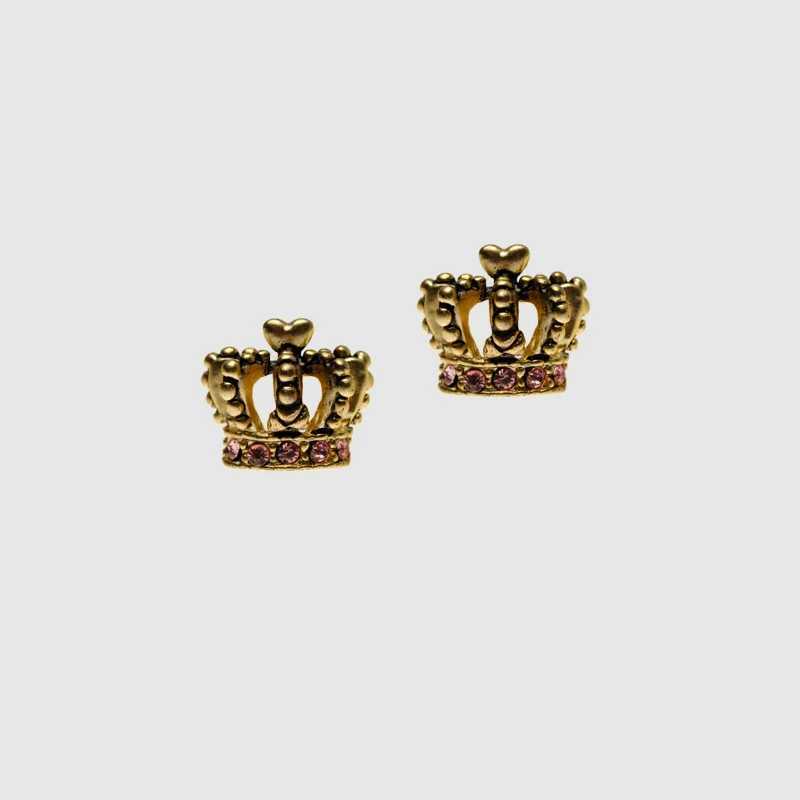 Boucles d'oreilles Stud Amorita boutique en or avec petite couronne.J240226