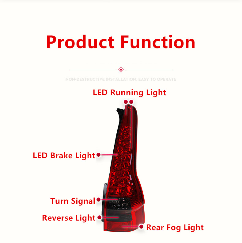 LED-svängsignalslampa för Honda CRV Car Taillight 2007-2011 Bakre broms Omvänd ljusbiltillbehör