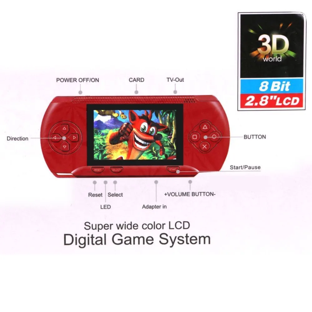 Spelers PVP 3000 Handheld Game Player Ingebouwde 89 Games Mini Video Game Console uit familie jeugd jongens Game Player