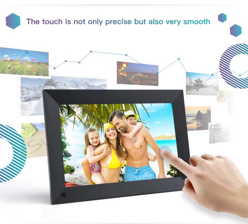 Digital Photo Frames Wifi Cloud Photo Frame 10.1 inch Wooden Frame Ios Android APP Remote Touch Screen with 178 Viewing Angle Smart Digital Frame 24329