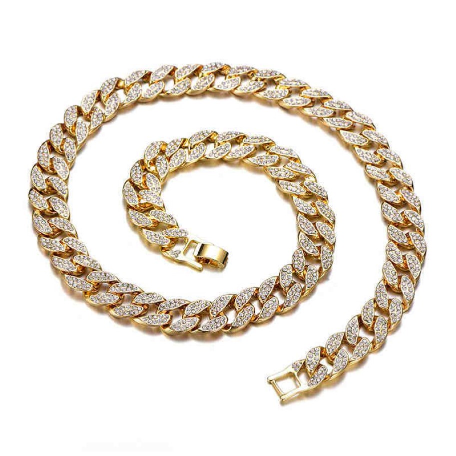 Miami Curb Cubaanse link Chain Hangend voor mannen Goud Zilver Hip Hop Iced Out Verharde bling CZ Rapper Ketting Sieraden cadeau T2001132975