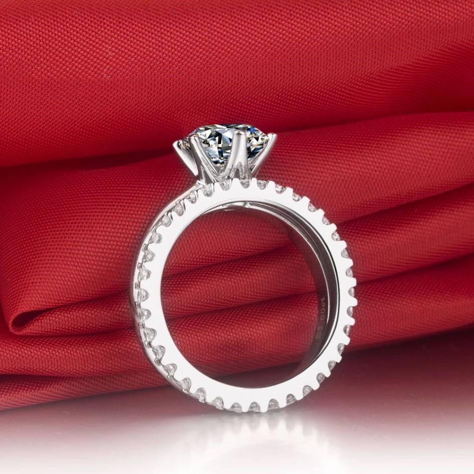 Eleganti anelli con diamanti sintetici da 2 ct donna Autentici gioielli in argento sterling 925 placcato oro bianco Anello di promessa Her238s