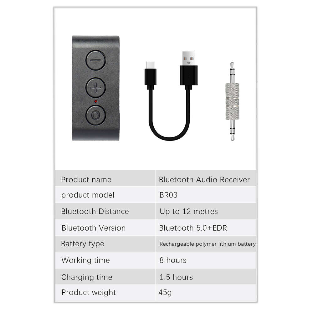 Nytt kort TF3.5aux mottagareadapter 5.0 Stereo Car Bluetooth Stick