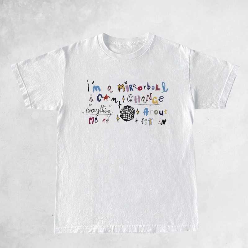 Camiseta feminina mirrorball na moda música t camisa egirl y2k streetwear gráfico topos solto manga curta grunge estética t-shirts roupas femininas