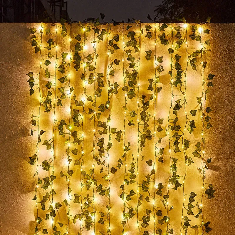 Solar Garden Lights Fairy Maple Leaf Lamp 5m/50 LED Vattentät utomhus Garlandslampa för dekorationsfest