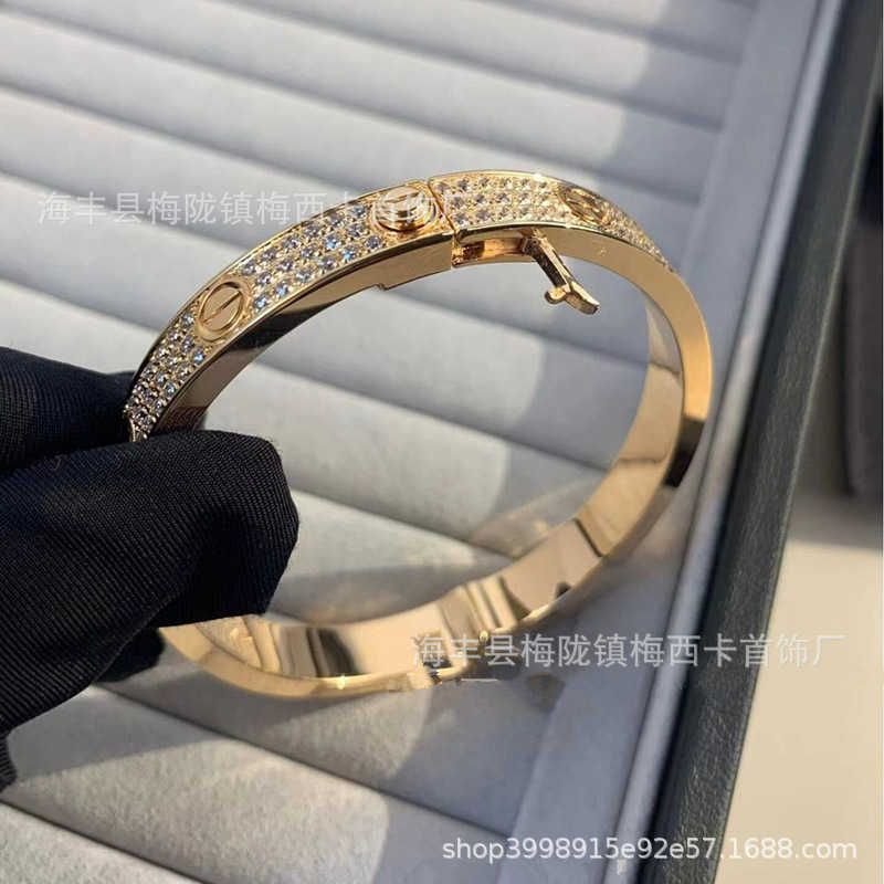 Original 1to1 Cartres Bracelet CNC Precision Edition V Gold Card Home Snap Full Sky Star Colorless LOVE Wide Narrow Rose Band Diamond G464