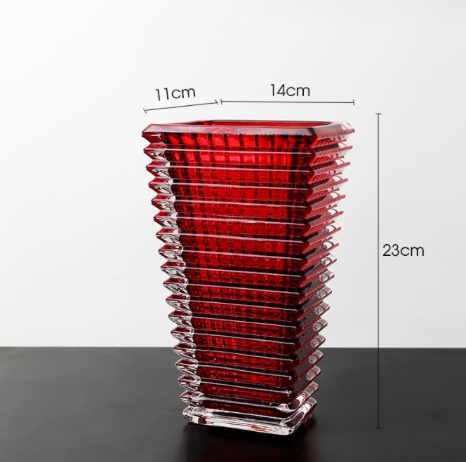 Red Glass Nordic Decorative Vase Modern Crystal Silicone Mold Vase Interior Design Pot De Fleur Nordic Home Decoration