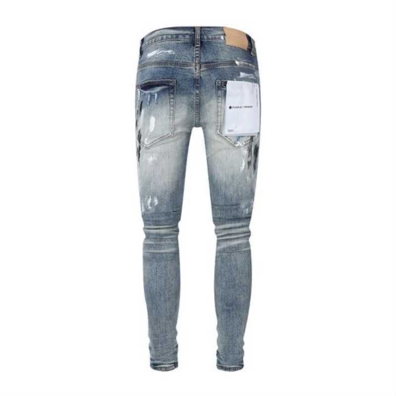 Designer Mens Jeans Luxury Brand Purple Man Purple Brand24 Ny stänk av bläck Estruerad ljusblå American Jeans och jeans