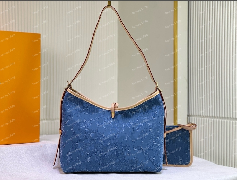 Jeansowo niebieska torba na torba mm na ramię średnia torebka najwyższej jakości skórzana skórzana moda designerka na zakupy mini księżyc torebka 10A Portfel sprzęgła M46203