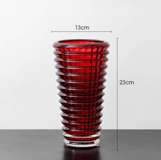 Red Glass Nordic Decorative Vase Modern Crystal Silicone Mold Vase Interior Design Pot De Fleur Nordic Home Decoration