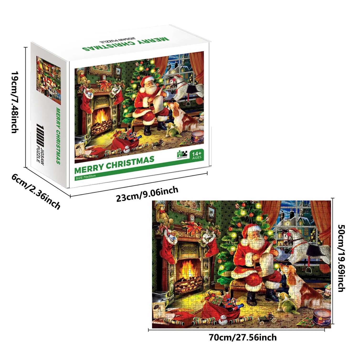 Puzzles 1000 Teile Frohe Weihnachten Puzzle Home Decor Erwachsene Puzzlespiele Familienspaß Bodenpuzzles Lernspielzeug für KinderL2403