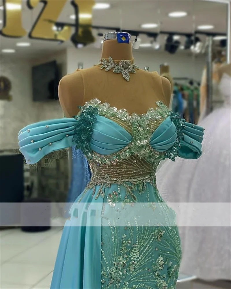 Novo 2024 brilhante sereia vestidos de festa de baile glitter miçangas cristais formal noite ocasião vestidos de festa