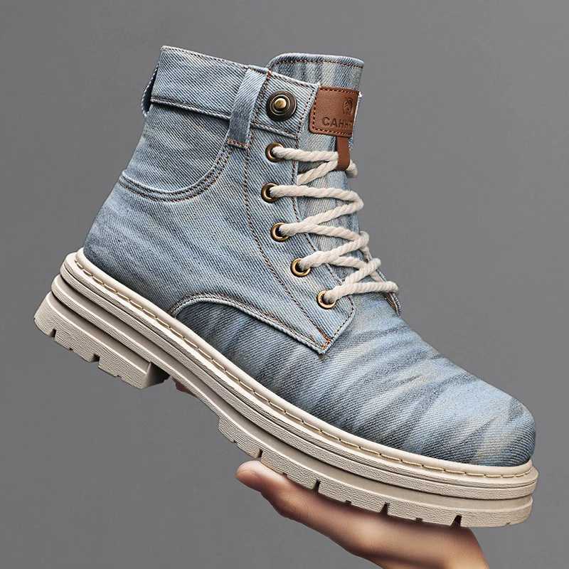 Boots Denim High-top Chelsea Boots Work Boots Black Platform Boots Outdoor Sneakers Jeans Big Head Motorcycle Boots Casual Mens Shoes