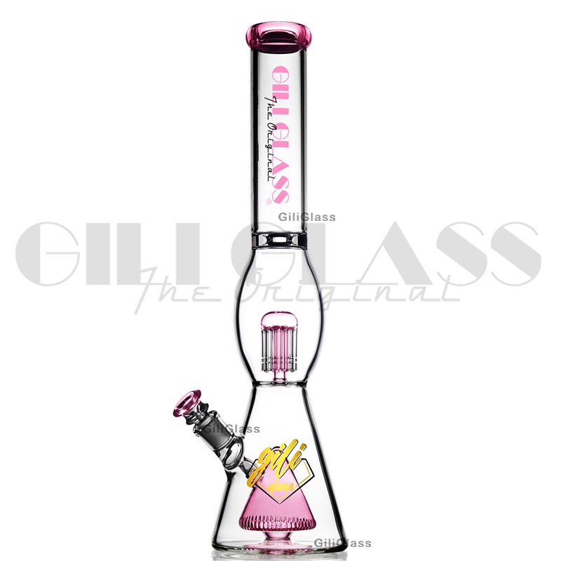 Bongo de vidro colorido 17,8 polegadas de altura inebriante tubo de água grosso inline perc dab rig oil rig bongs 1130g pesado grande cera rosa tubos de copo narguilé