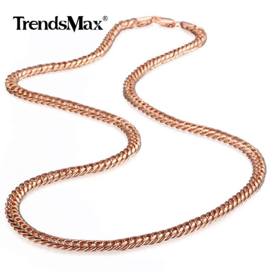 585 Rose Gold Naszyjnik Curb Cuban Link Naszyjnik dla kobiet dziewcząt moda moda