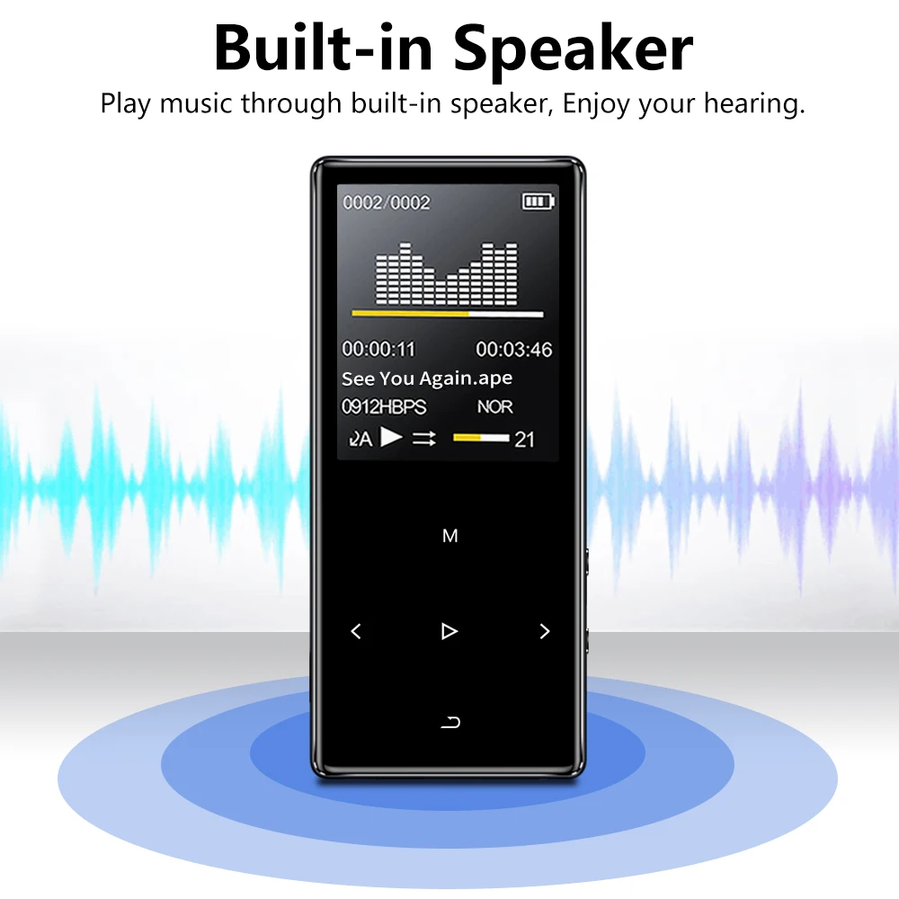 Player BTSMONE Neue Version MP3-Musikplayer unterstützt Bluetooth mit Lautsprecher und integriertem tragbaren 16-GB-HiFi-Walkman mit FM/Radio