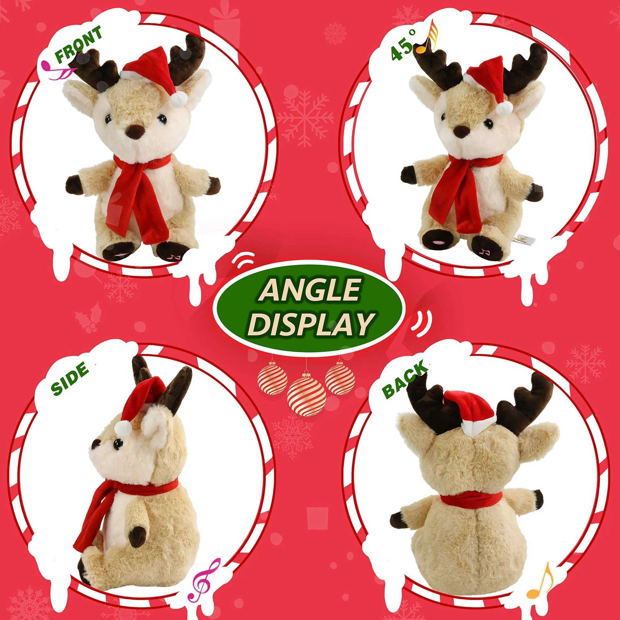 Peluş Işık - Yukarı Oyuncaklar 30cm Penguen Elk Müzikal Peluş Oyuncaklar Kızlar için Sevimli Noel Hediyesi Şarkılar Doldurulmuş Hayvanlar PP Pamuk Kidsl2403