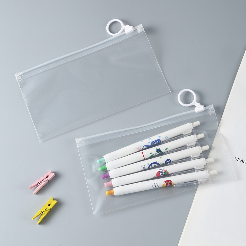 Transparent Pencil Case PVC Waterproof Pencil Bag Portable Office Travel Bag Stationery LX6365