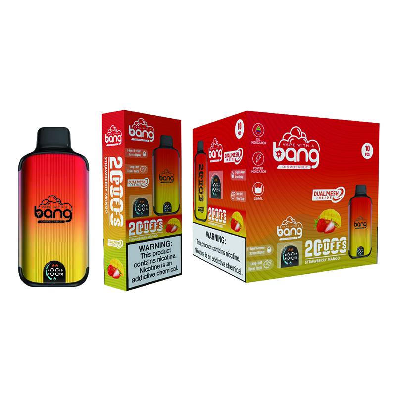 Authentique Bang Smart Screen Puff 20000 Kit de boîte de vapes jetables à double bobine de maille 20K Puffs Cigarettes électroniques Batterie rechargeable Vaper 0% 2% 3% 5% 16 saveurs