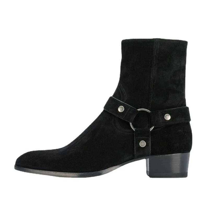 Stivali Stivali Chelsea da uomo neri Stivali fatti a mano in pelle scamosciata di mucca di alta qualità Moda Business Casual Street Men Stivali Martin Chaussure Homme