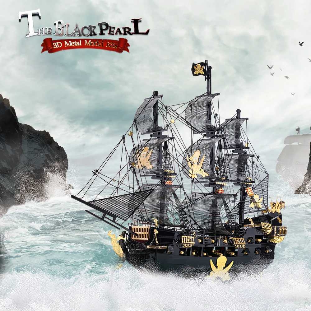 Pussel Piececool 3D Metal Puzzle Model Building Kit Black Pearl Diy Assemble Jigsaw Toy Christmas Födelsedagspresenter för vuxna barnl2403