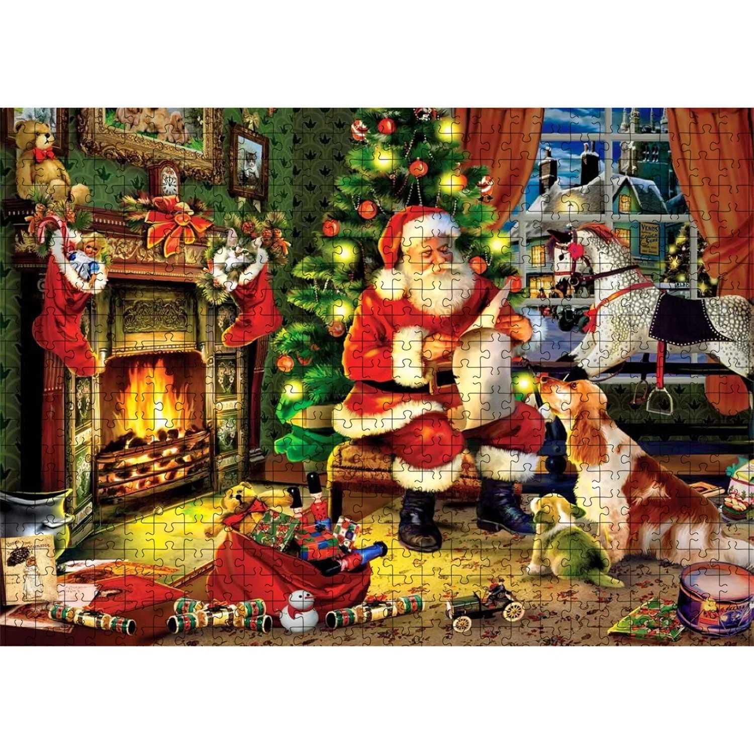 Puzzles 1000 Teile Frohe Weihnachten Puzzle Home Decor Erwachsene Puzzlespiele Familienspaß Bodenpuzzles Lernspielzeug für KinderL2403