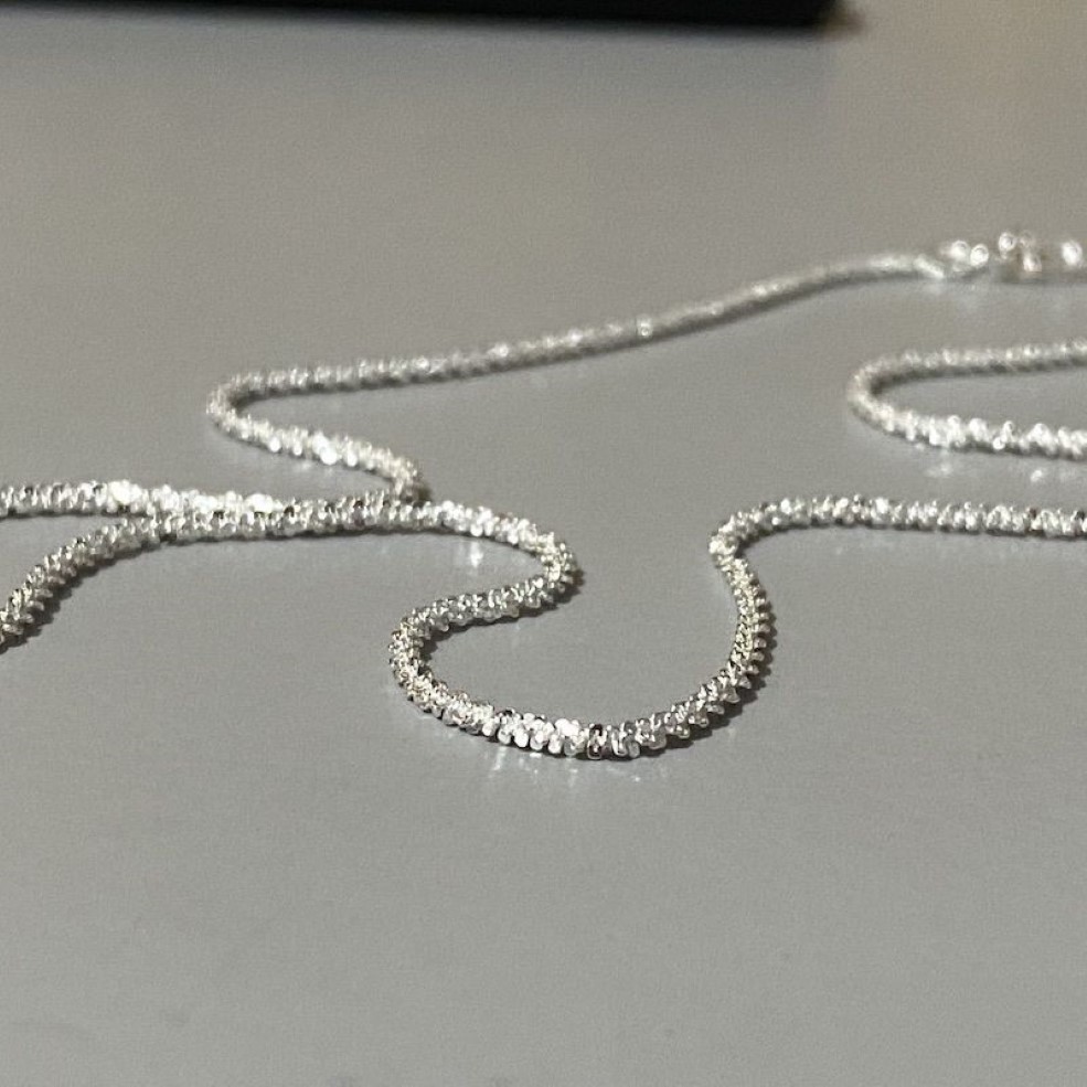 Slim S925 Silver Sparkling Glitter Clavicle Chain Necklace Chain Female Chain Necklace for Women Girl Italy Jewelry 45cm283U
