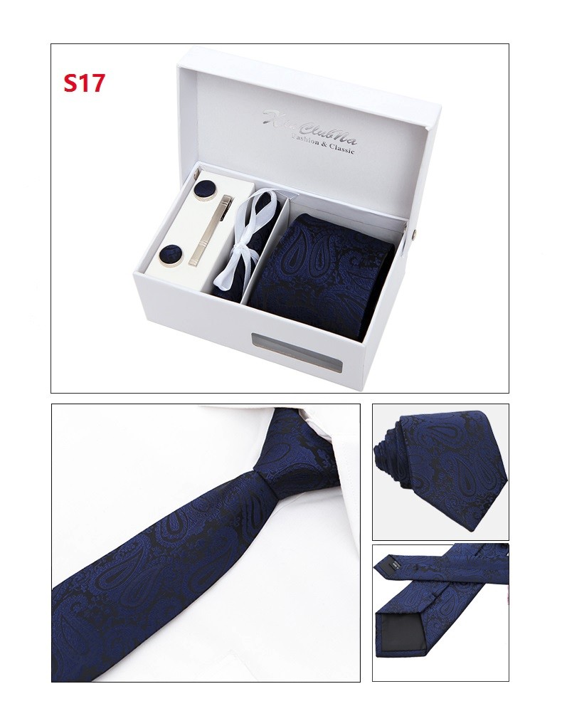 Groom Ties Formal Wide Men Tie Neckties Set Cufflink Jacquard Woven tie Set